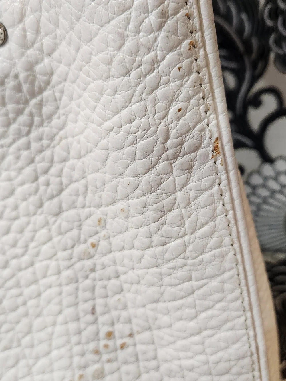 DKNY Ivory Leather Satchel Handbag with Silver Hardware
